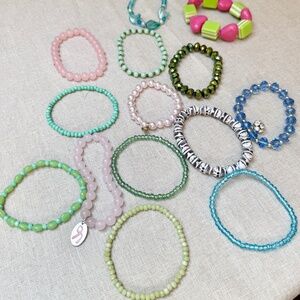 Bundle of 14 Beaded Stretchy Bracelets